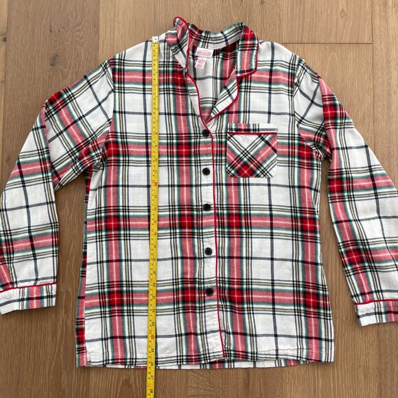 Wondershop Target Pajama Shirt Women Small Flannel Plaid White Tartan Sleepwear - Picture 8 of 13